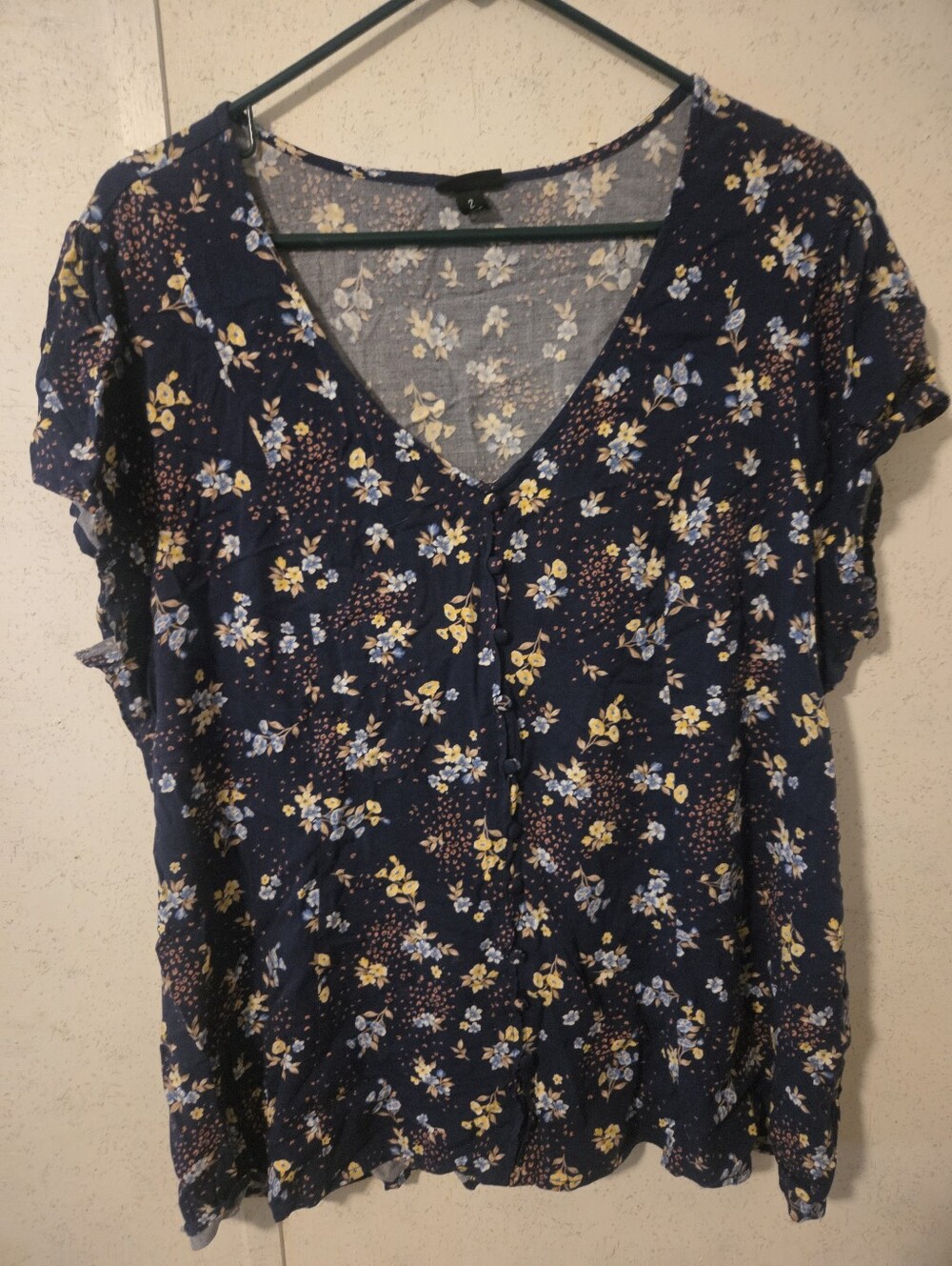Torrid blue floral corset back blouse 2